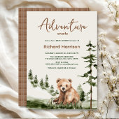 冒険は可愛い森の熊の赤ちゃんシャワーを待っている 招待状