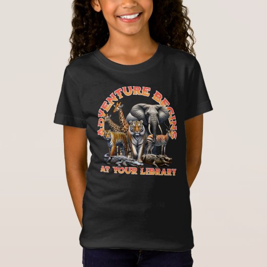 冒険は図書館から始まる Tシャツ (正面)