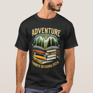 冒険は図書館の夏のAcで読始まる Tシャツ