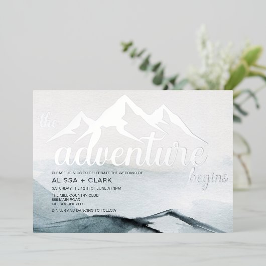 冒険は山の結婚始まり 箔招待状 (立ち正面)