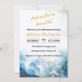 冒険は山の風景の赤ちゃんシャワーを待っている 招待状 (正面)