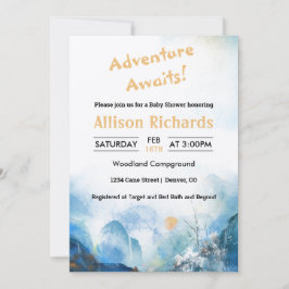 冒険は山の風景の赤ちゃんシャワーを待っている 招待状