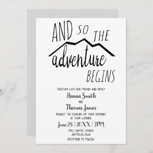 冒険は山素朴の中に結婚入る 招待状 (正面/裏面)