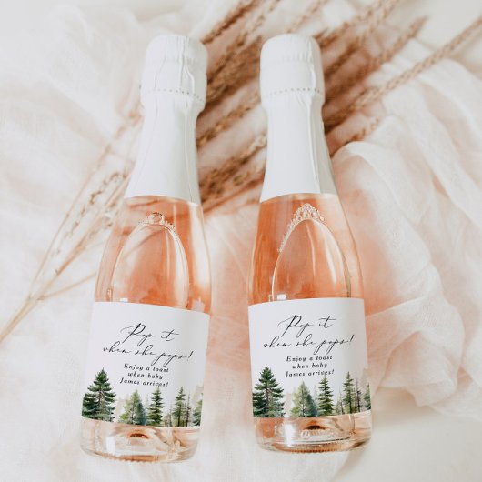 冒険は彼女がポップすポップ・アートのると、森を待っている スパークリングワインラベル