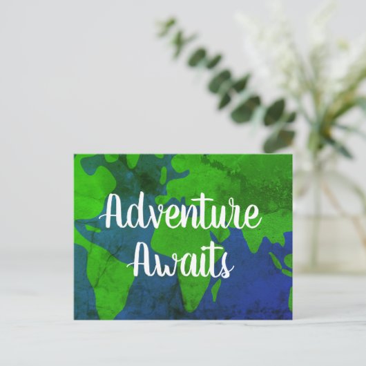 冒険は新しい住所世界地図移動を待ちます 案内ポストカード (スタンド正面)