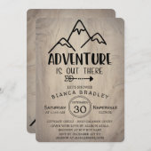 冒険は木製山のベビーシャワーそこにあります 招待状 (正面/裏面)