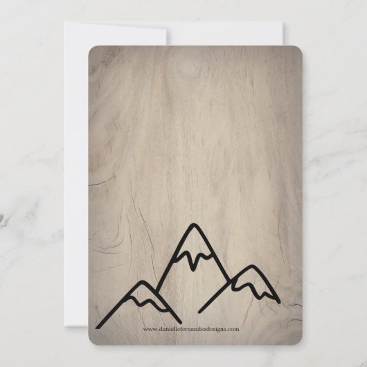 冒険は木製山のベビーシャワーそこにあります 招待状 (裏面)