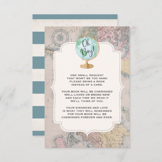 冒険は本の要求カード旅行シャワーを始めます 招待状 (正面/裏面)