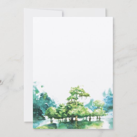 冒険は森の水の赤ちゃんシャワーを待つ 招待状 (裏面)