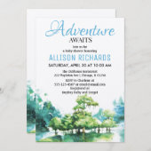 冒険は森の水の赤ちゃんシャワーを待つ 招待状 (正面/裏面)