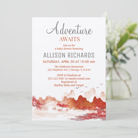 冒険は森の秋の赤ちゃんシャワーを待つ   招待状 (スタンド正面)