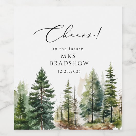 冒険は森林の素朴なブライダルシャワーを待つ ワインラベル (シングルラベル)