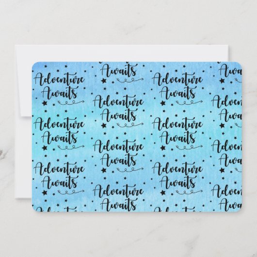 冒険は熱気の気球の写真の卒業を待ちます 招待状 (裏面)