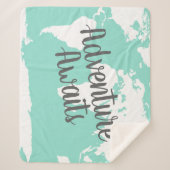 冒険は白い世界地図及びミントを待ちます シェルパブランケット (正面)