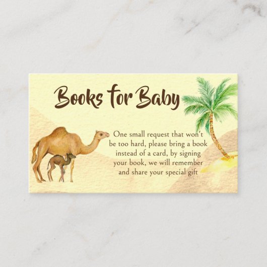 冒険は砂漠のベビーラクダのブックリクエストを待つ エンクロージャーカード (正面)