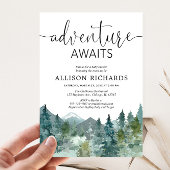 冒険は素朴な山の赤ちゃんシャワーを待っている 招待状