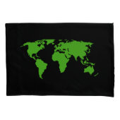 冒険は緑、黒く及び白い世界地図を待ちます 枕カバー (正面左)
