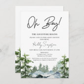 冒険は荒野の山の赤ちゃんシャワーを開始 招待状 (正面/裏面)