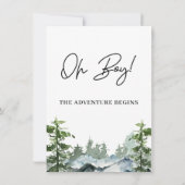 冒険は荒野の山の赤ちゃんシャワーを開始 招待状 (裏面)