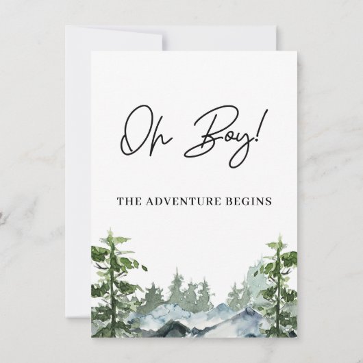 冒険は荒野の山の赤ちゃんシャワーを開始 招待状 (裏面)