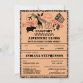 冒険は誕生日のサファリの世界の行先を始めます 招待状 (正面)