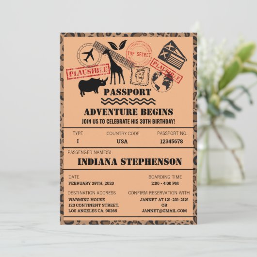 冒険は誕生日のサファリの世界の行先を始めます 招待状 (スタンド正面)