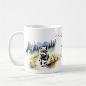 冒険は赤ちゃんシャワーの好意で狼の子を待っている コーヒーマグカップ (左)