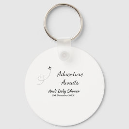 冒険は赤ちゃんシャワーを待っている名前の日付飛行機s キーホルダー
