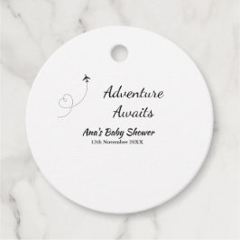 冒険は赤ちゃんシャワーを待っている名前の日付飛行機s フェイバータグ