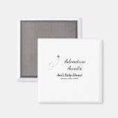 冒険は赤ちゃんシャワーを待っている名前の日付飛行機s マグネット (正面/裏面)