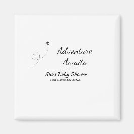 冒険は赤ちゃんシャワーを待っている名前の日付飛行機s マグネット