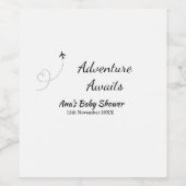 冒険は赤ちゃんシャワーを待っている名前の日付飛行機s ワインラベル (シングルラベル)