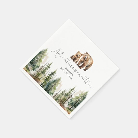 冒険は野生の森のベビーシャワーを待っている スタンダードカクテルナプキン (角)