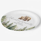 冒険は野生の森のベビーシャワーを待っている ペーパープレート (アングル)