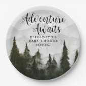 冒険は霧の山々赤ちゃんシャワーを待つ ペーパープレート (正面)