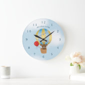 冒険は青い熱気球の子供部屋室を待つ ラージ壁時計 (ホーム)