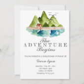 冒険はmoutainのベビーシャワーの招待を始めます 招待状 (正面)