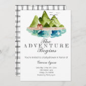 冒険はmoutainのベビーシャワーの招待を始めます 招待状 (正面/裏面)