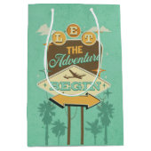 冒険をレトロなスタイルデザイン ミディアムペーパーバッグ (正面)