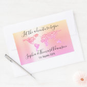 冒険を世界結婚の地図に移すグラデーション 長方形シール (封筒)