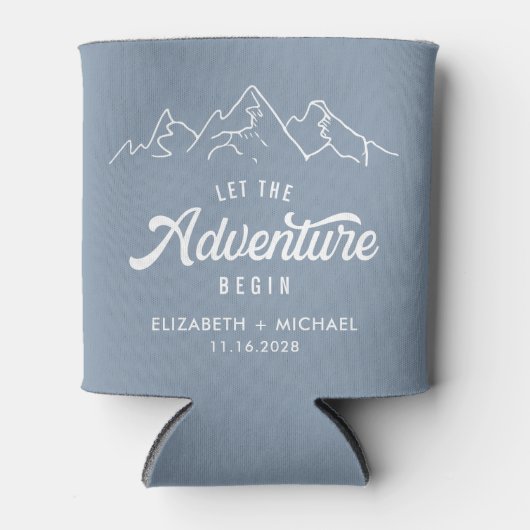 冒険を埃っぽいブルー結婚式の引き出物 缶クーラー (正面)