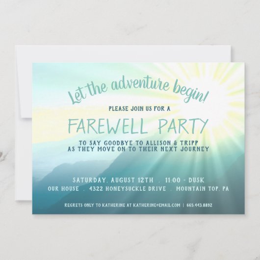 冒険を夕暮れ始める別れのパーティー 招待状 (正面)