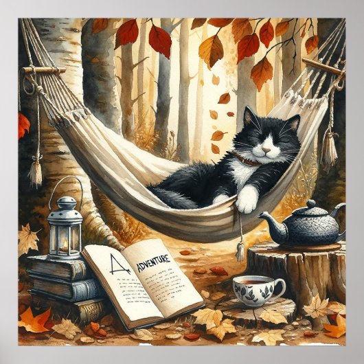 冒険を夢見る白黒のタキシード猫 ポスター (正面)