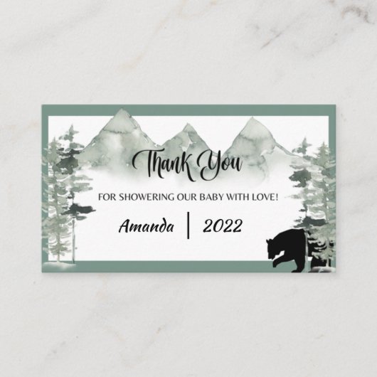 冒険を始めてベビーシャワーを浴びるサンキューカード エンクロージャーカード (正面)