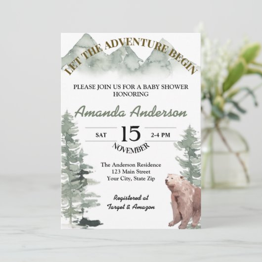 冒険を始めようベビーシャワー招待状 招待状 (スタンド正面)