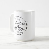冒険を始めようマグカップ – 白黒 コーヒーマグカップ (正面左)