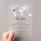 「冒険を始めよう！」 旅行マップ赤ちゃんシャワー アクリル招待状 (インサイチュ (ポータブル))