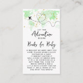 「冒険を始めよう!」 旅行マップ赤ちゃんシャワー エンクロージャーカード (正面)