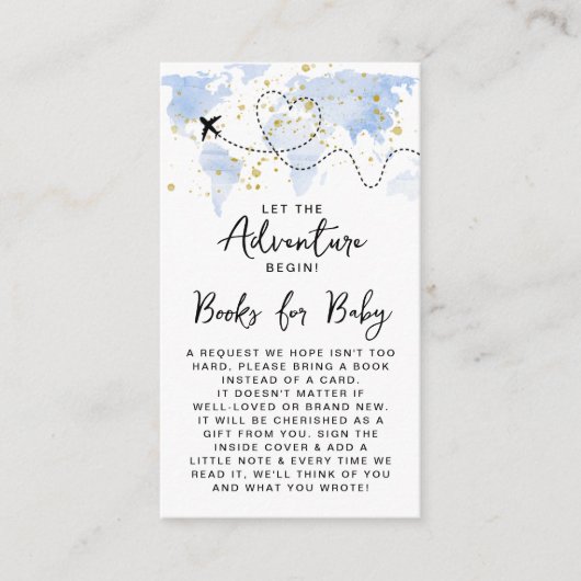 「冒険を始めよう！」 旅行マップ赤ちゃんシャワー エンクロージャーカード (正面)