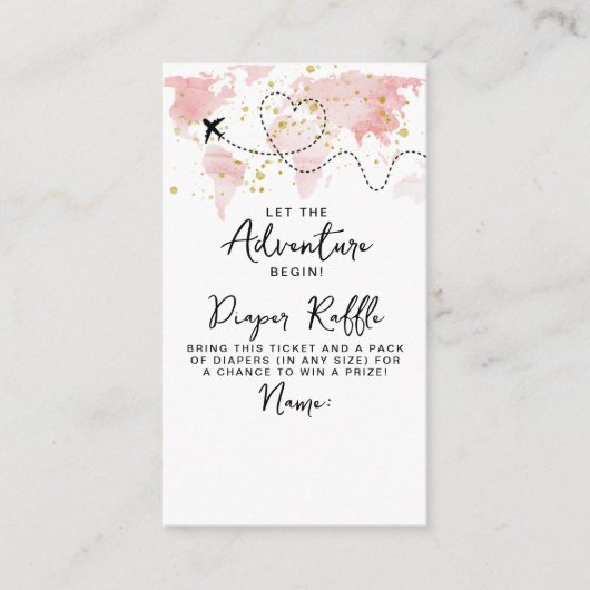 「冒険を始めよう!」 旅行マップ赤ちゃんシャワー エンクロージャーカード (正面)